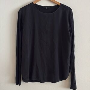 Tibi Mixed Media Long Sleeve Crewneck Tee Size Small Black
